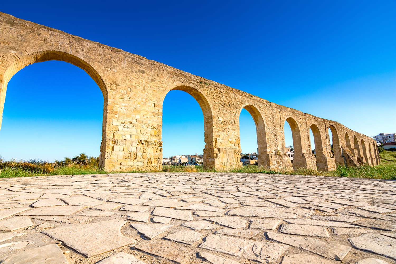 Ancient Roman aqueduct of Kamares in Larnaca, Cyprus.