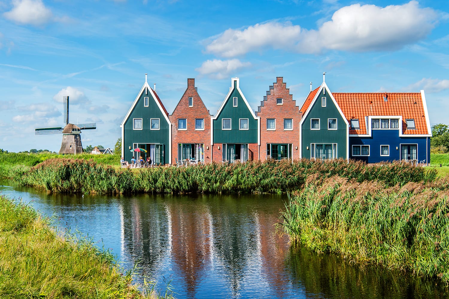 Coloured houses at the Marine Resort in Volendam, Netherlands