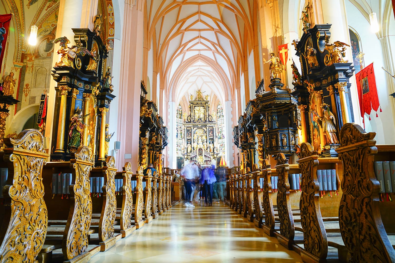 Basilica Saint Michael interior in Mondsee, Austria