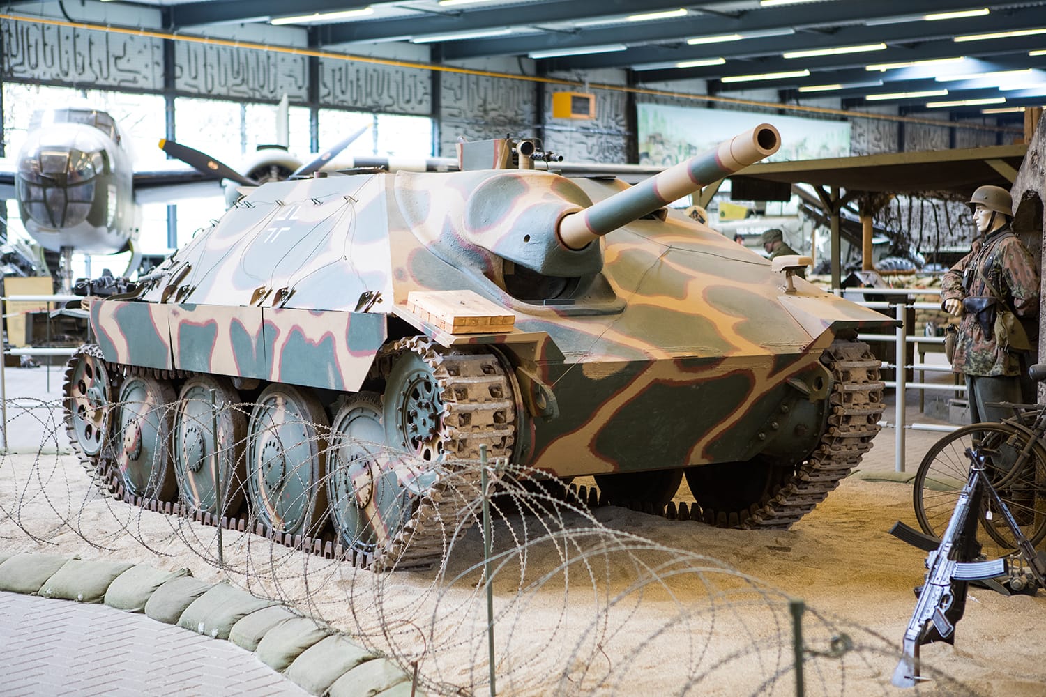 Overloon War Museum exhibit with military vehicles