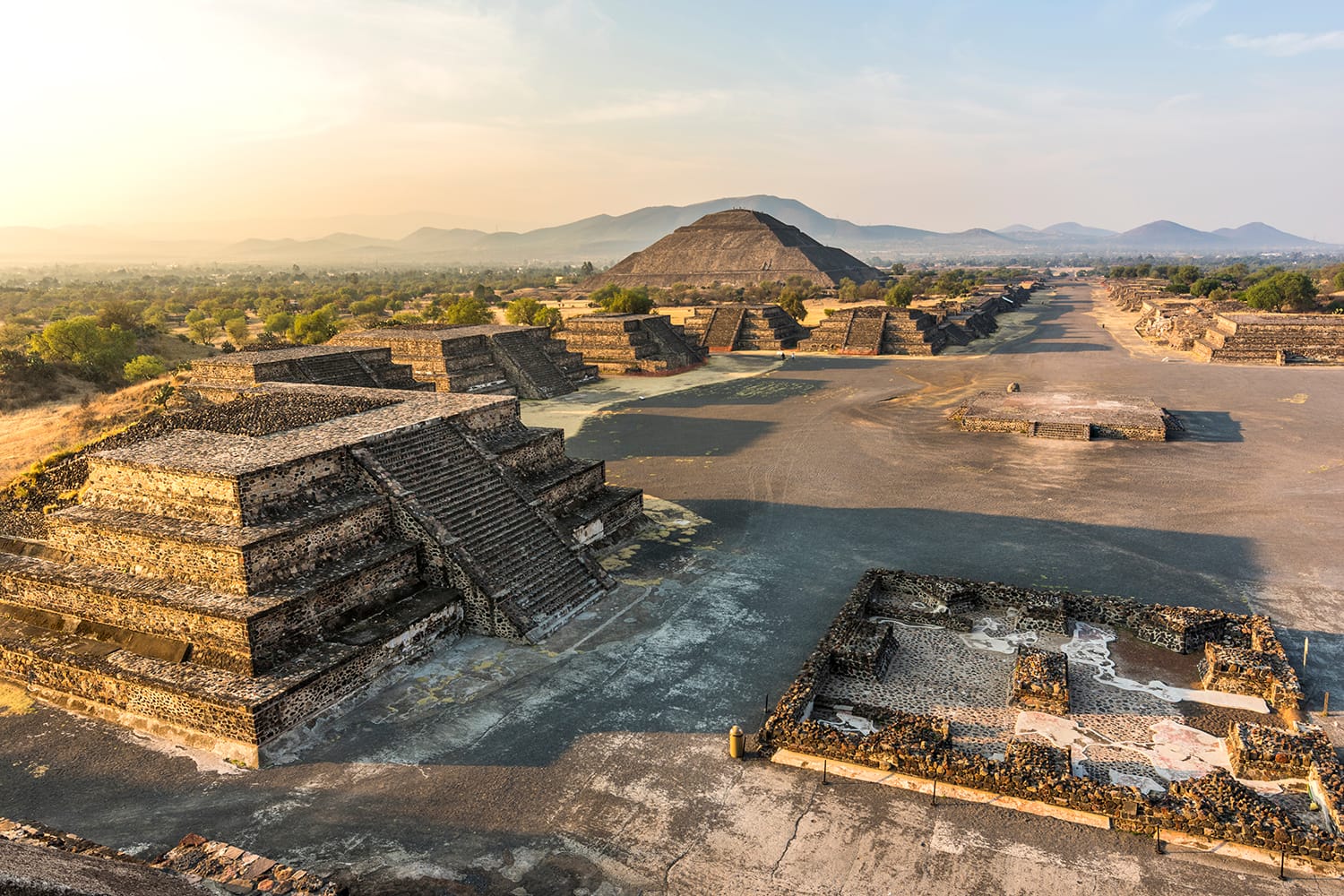 Aerial view of Teotihuacan, near Mexico City in Mexico