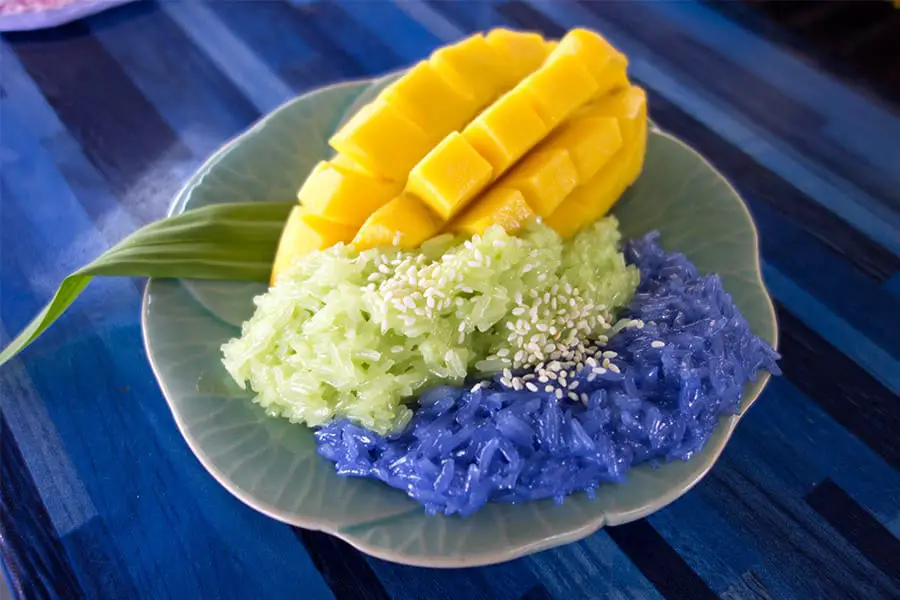 Mama Noi Thai Cookery School: Green and Purple Mango Sticky Rice (Khao Neow Ma Muang)