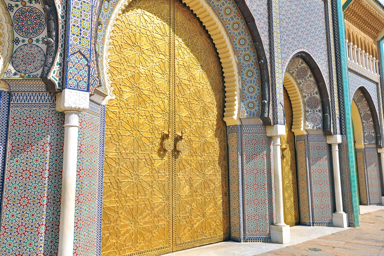 Golden gates at the Royal Palace in Fez, Morocco