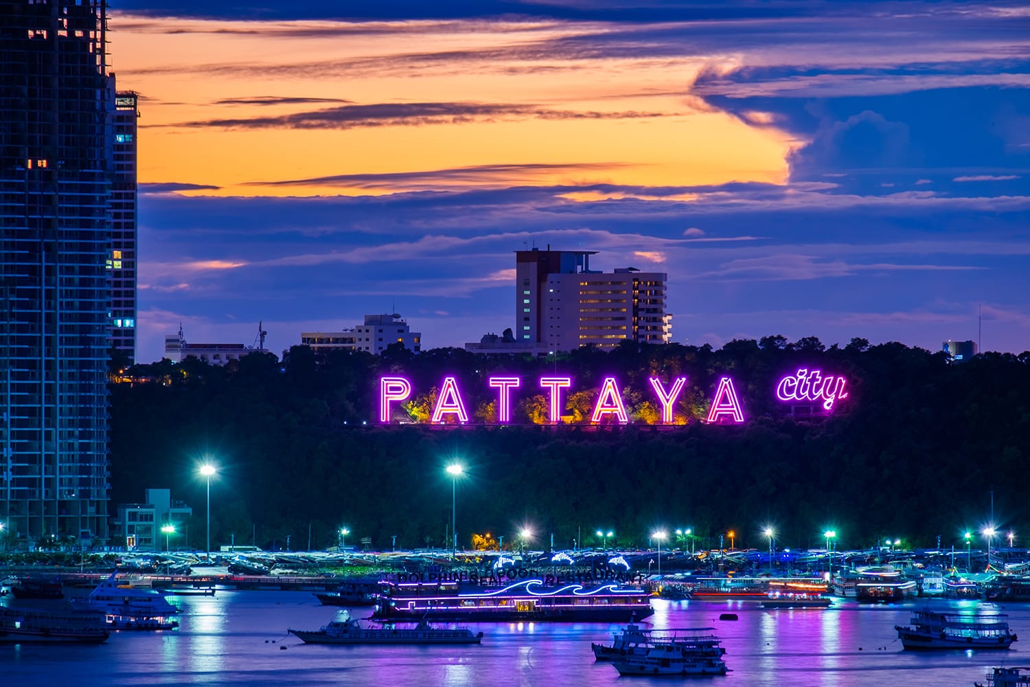 Sunset over Pattaya in Thailand