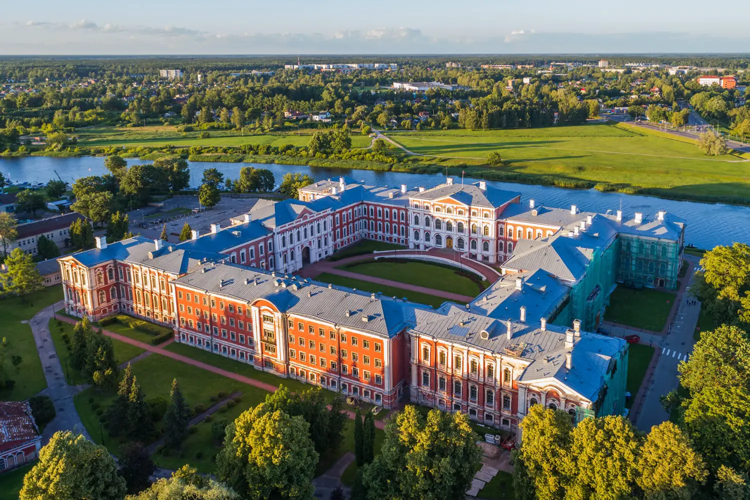 Aerial view of Jelgava palace in Latvia
