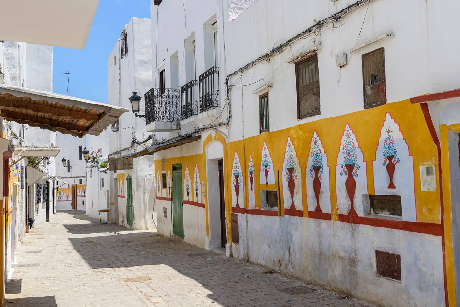 Painted houses in Tetouan, Morocco