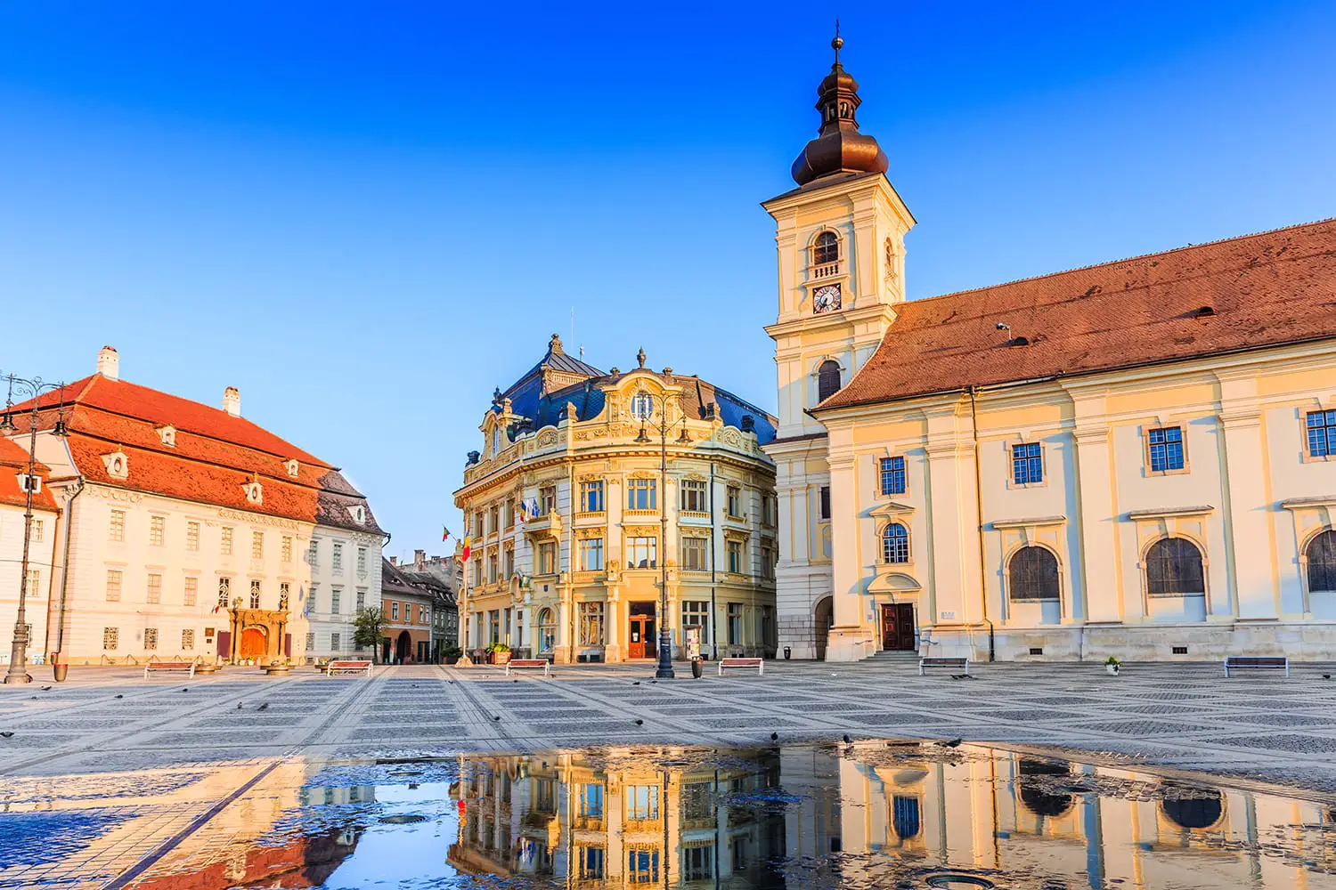 City Hall and Brukenthal palace in Sibiu, Romania