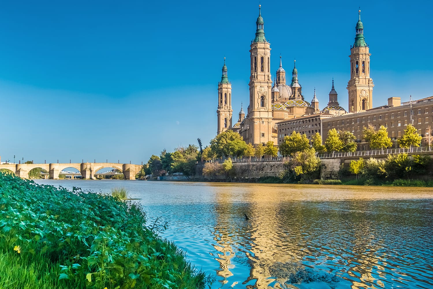 The Cathedral-Basilica of Our Lady of the Pillar, Zaragoza (Saragossa) the capital city of of Aragon, Spain.