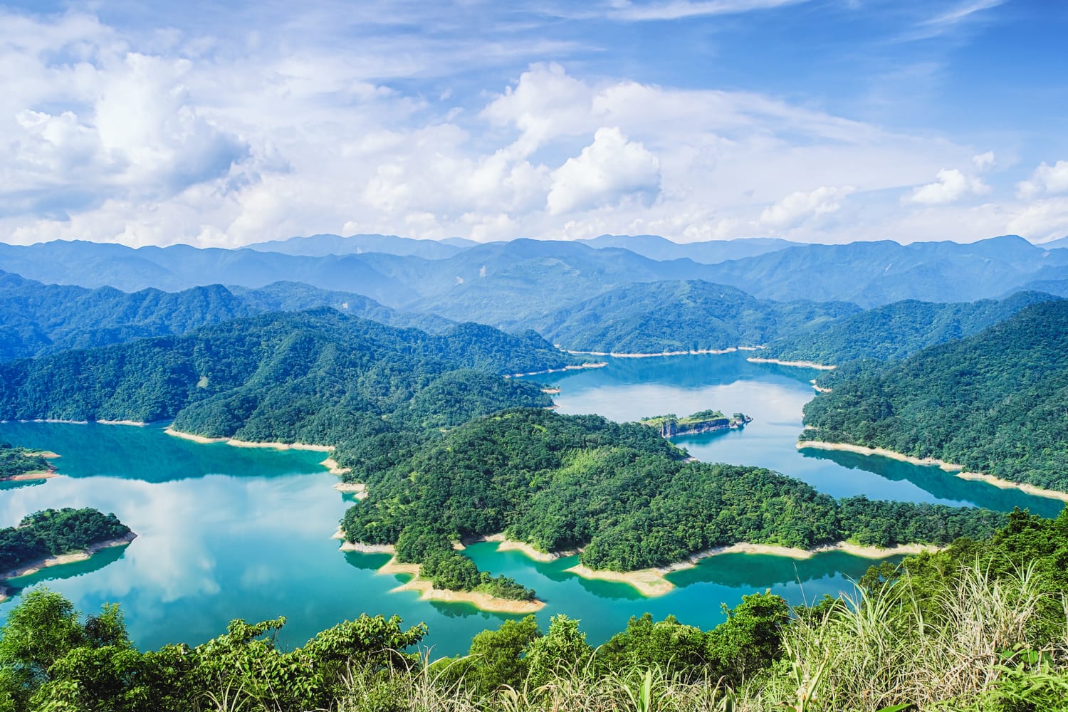 Thousand Island Lake from Shiding Crocodile Island at Feitsui Dam in Shiding District, New Taipei, Taiwan