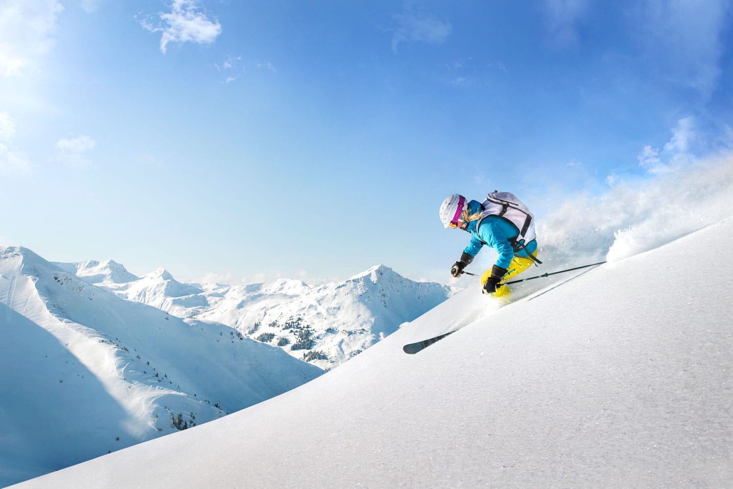 Female freeride skier in Austria