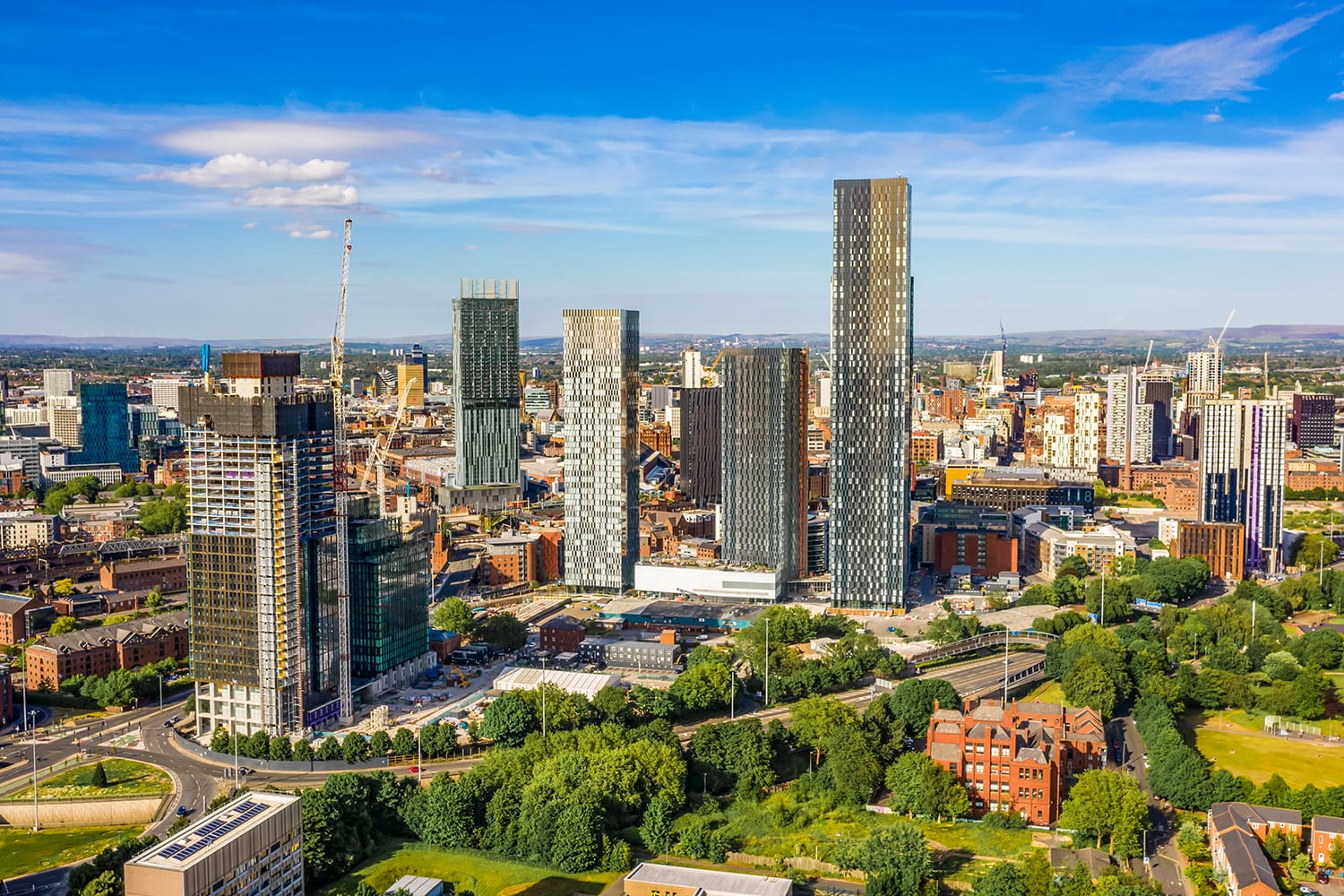 Aerial shot of Manchester, UK