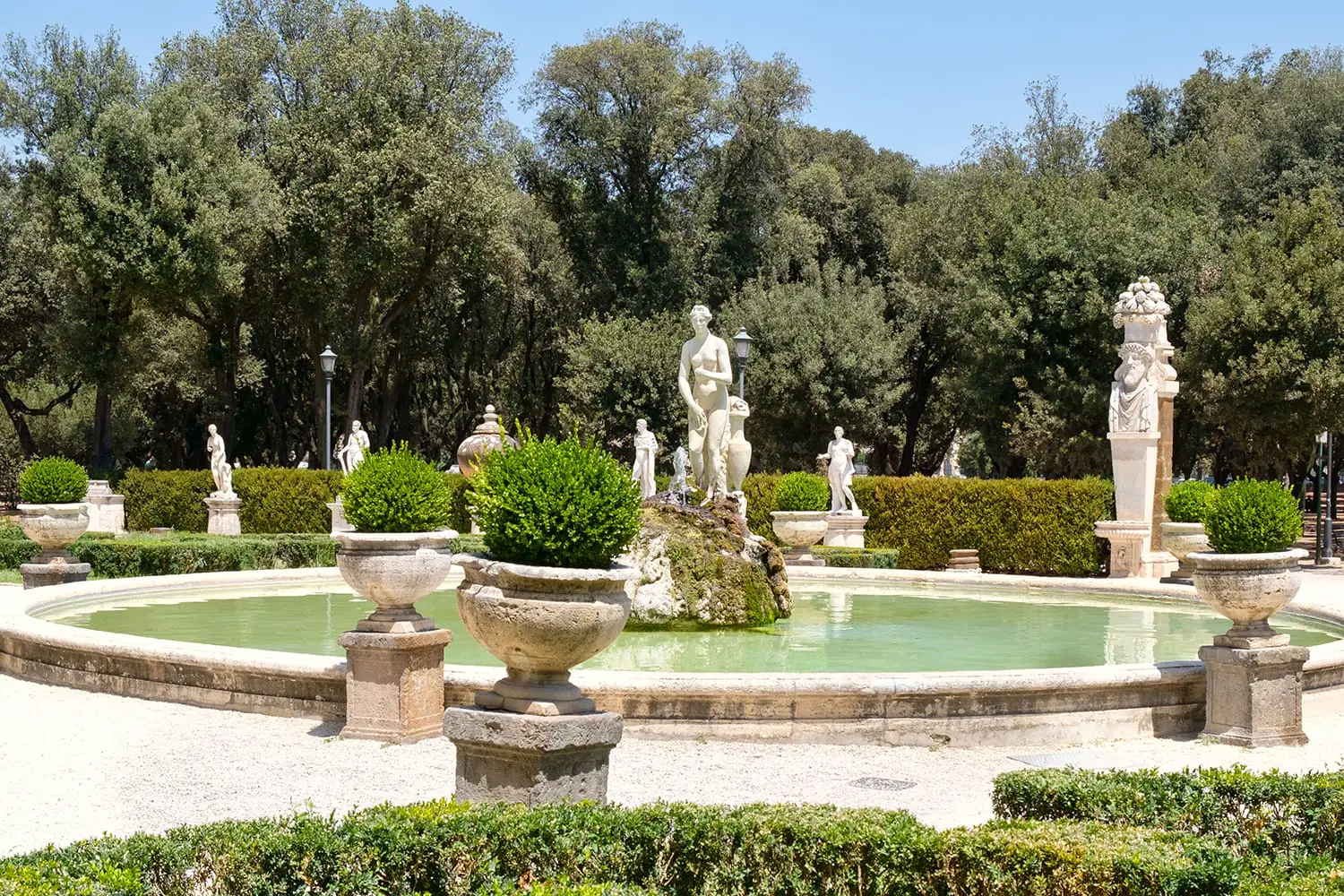 The gardens at Villa Borghese in Rome, Italy