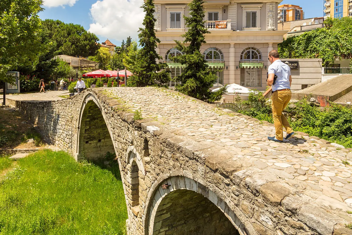 The Tanners' bridge, or Tabak bridge, a ottoman stone arch bridge built in the 18th century. It is located in Tirana's modern center.