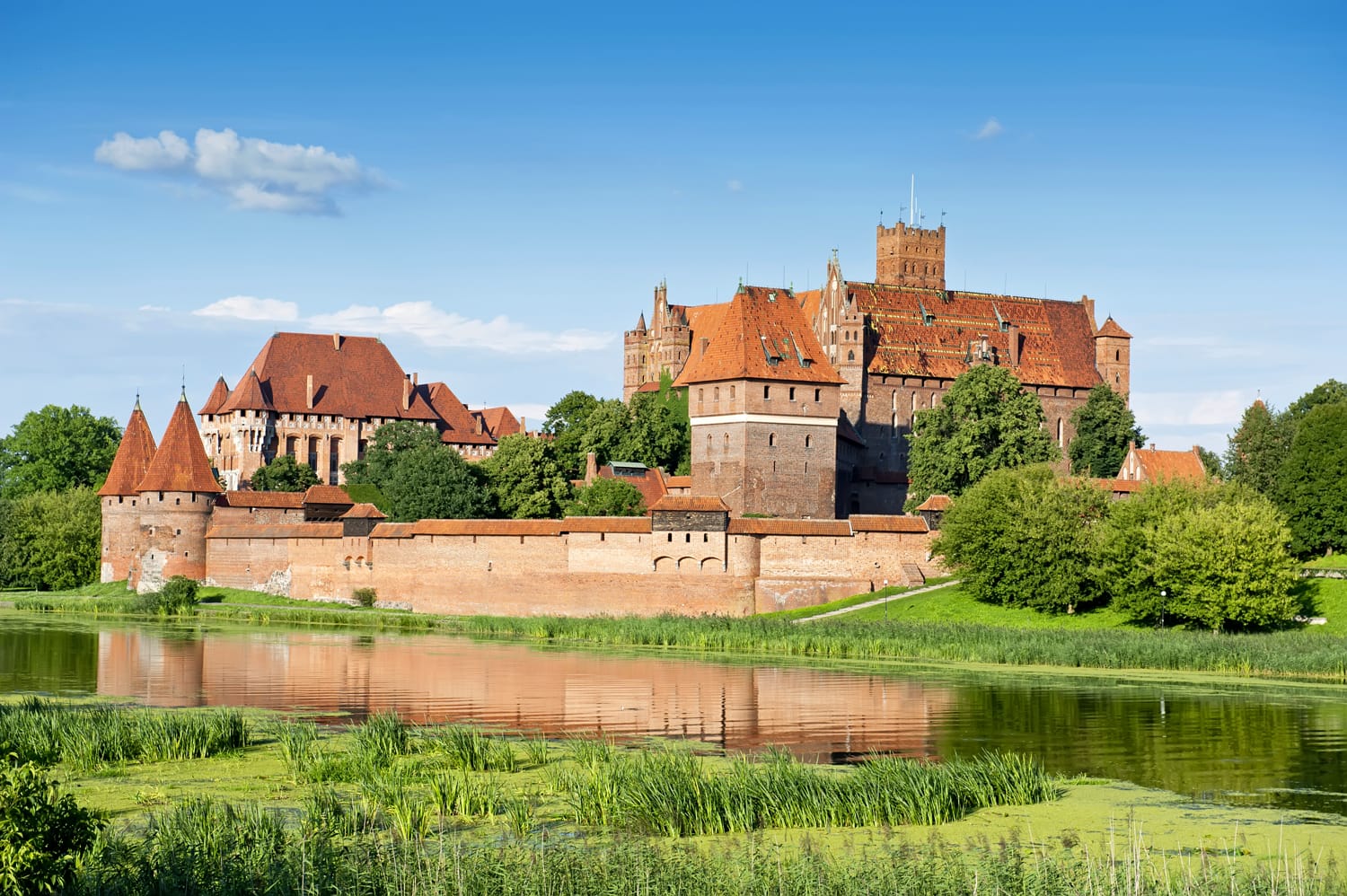 Panoramic view an old Teutonic Knights' fortress in Malbork, Poland.