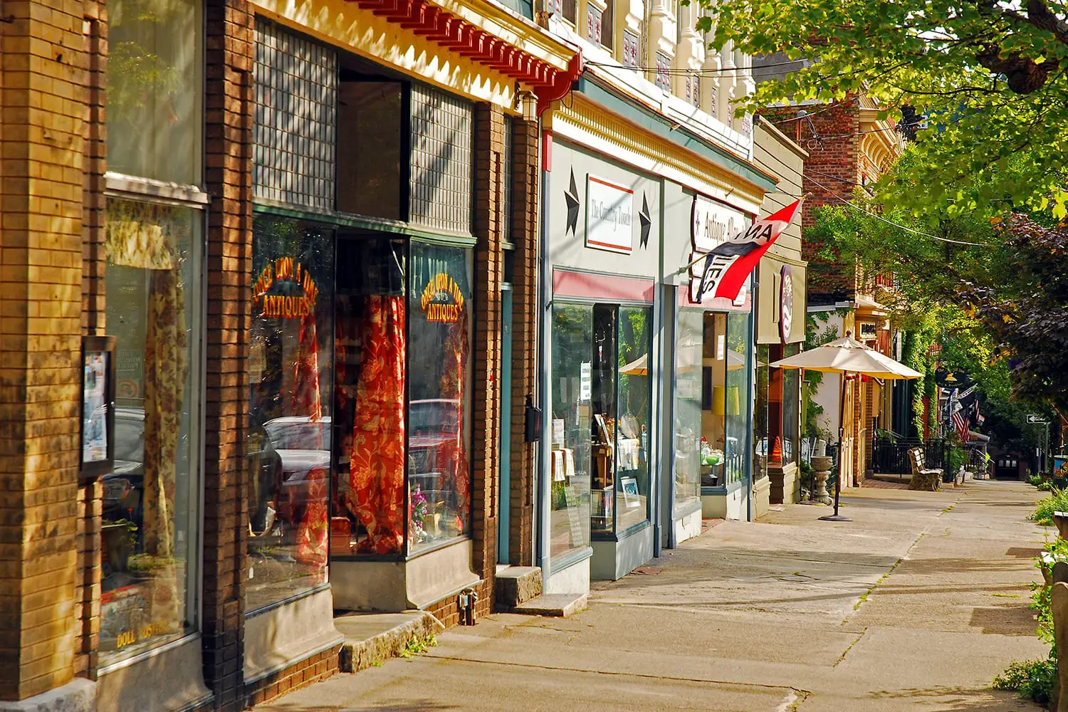 Boutiques and independent stores populate the charming historic downtown Cold Spring, New York, USA