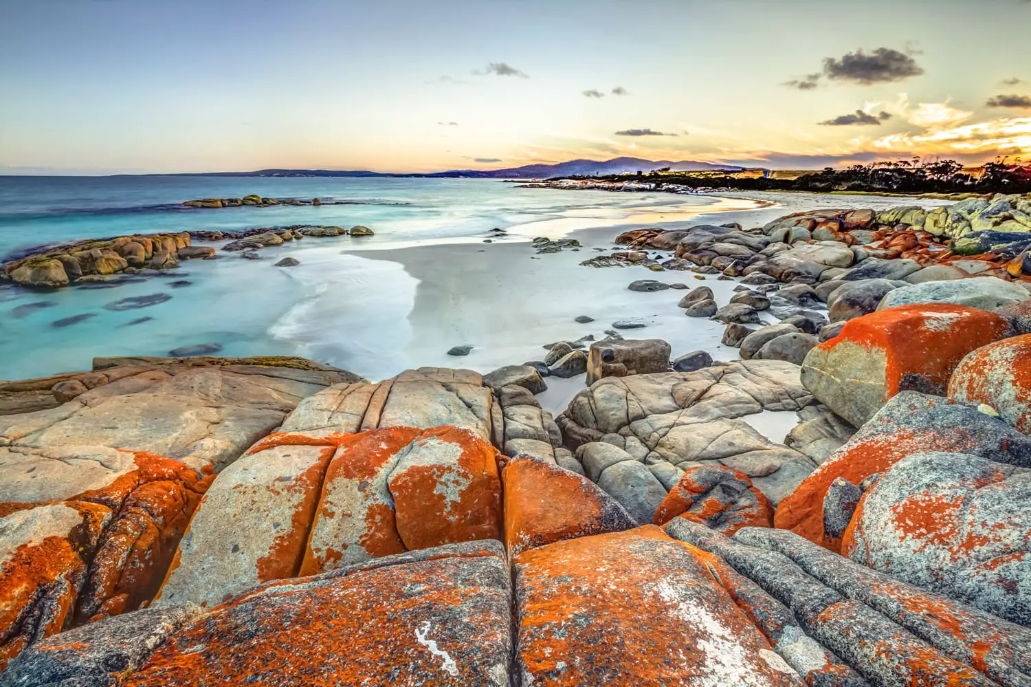 Drammatic landscape in The Gardens, Bay of Fires consevation Area ranging from Binalong Bay to Eddystone Point, east coast of Tasmania in Australia.