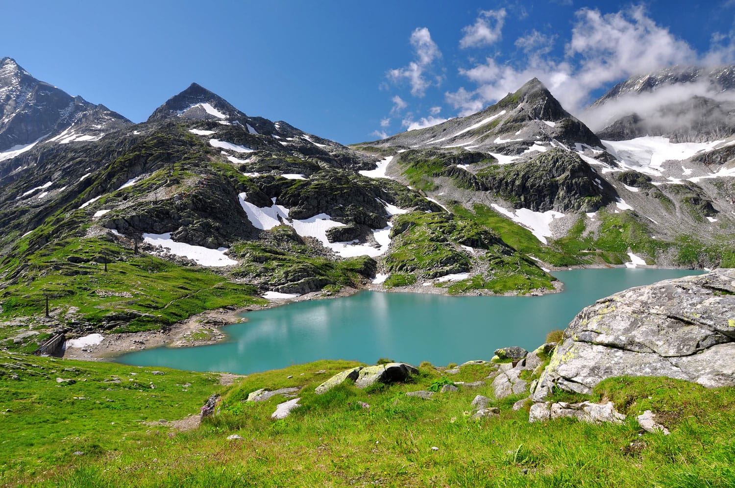 Weisssee, White Lake in National park Hohe Tauern - Austrian Alps, Austria