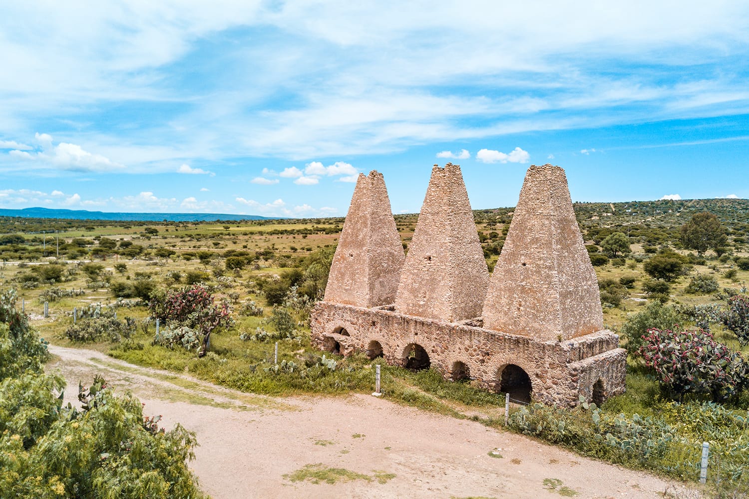 Abandoned ruins of old mining estates at Mineral de Pozos in Guanajuato, Mexico