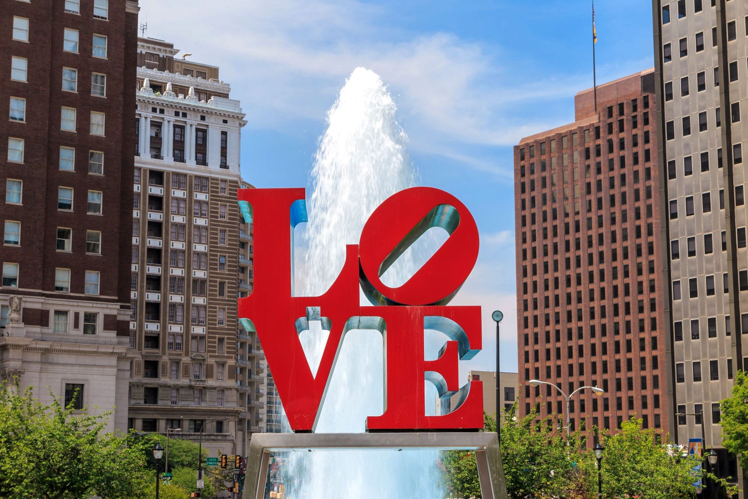 The popular Love Park named after the Love statue in Philadelphia, USA.