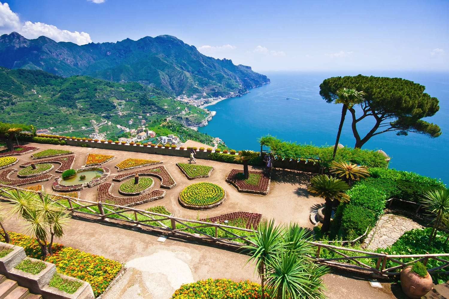 Panoramic view of the Amalfi Coast from Villa Rufolo (Ravello), Italy