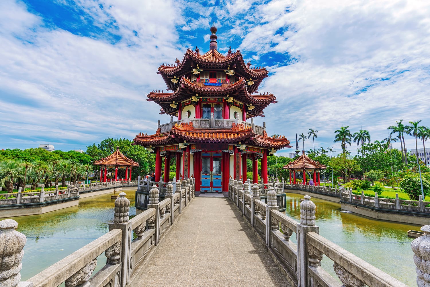 Traditional Chinese pagoda in 228 memorial peace park, Taipei, Taiwan