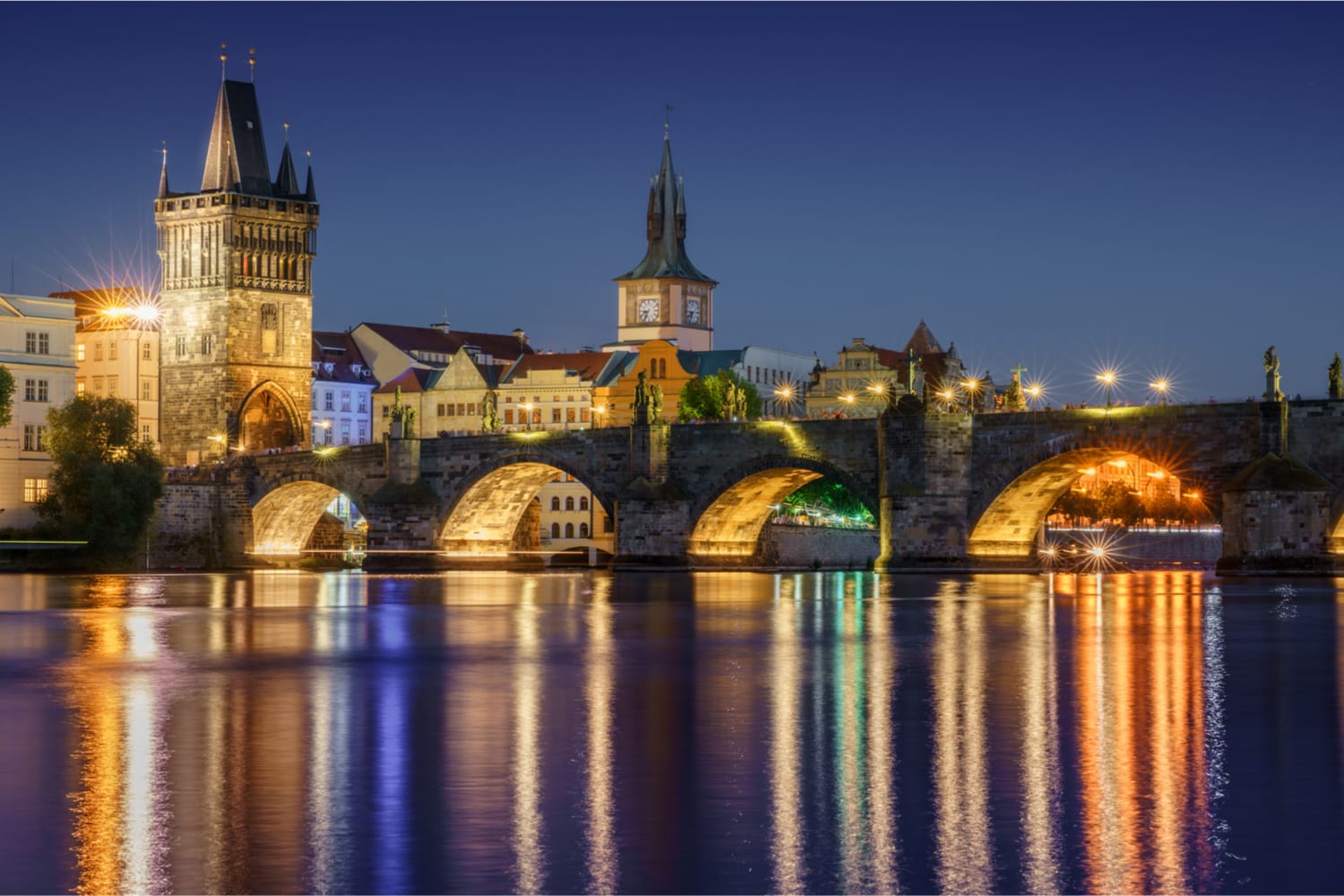 Νυχτερινή άποψη στη γέφυρα του Καρόλου, Πράγα, Δημοκρατία της Τσεχίας