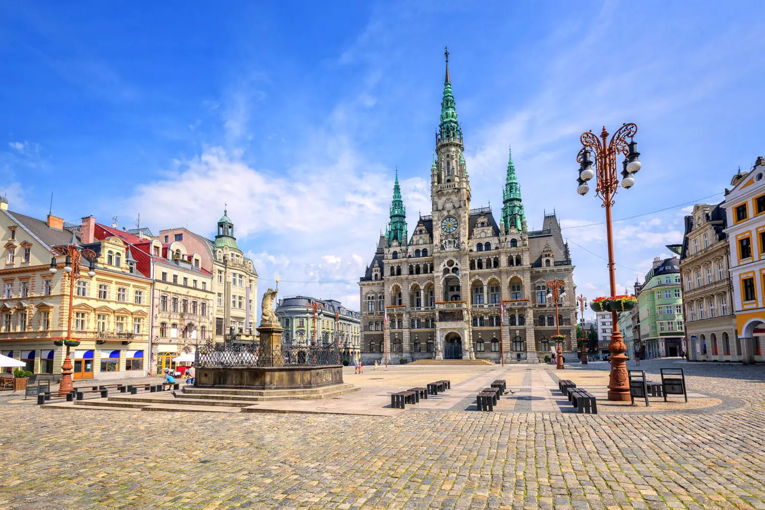 Το δημαρχείο και η κεντρική πλατεία στο Liberec, Δημοκρατία της Τσεχίας
