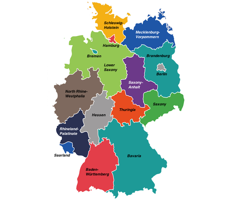 Χάρτης περιοχών της Γερμανίας